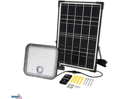 30W LED įkraunamas prožektorius su saulės baterija ir judesio davikliu, juodas, 4000K, IP65