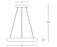 30W LED pakabinamas šviestuvas, aukso sp., 3000K, dimeriuojamas, 2046