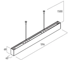 Pakabinamas šviestuvas 30W LED paviršinis/pakabinamas linijinis šviestuvas XUNO SYSTEM, baltas, 4000K, IP40