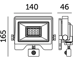 30W LED prožektorius su judesio davikliu MHC, juodas, 4000K, IP54