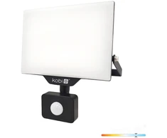 30W LED prožektorius su judesio davikliu DELYO MHNC, juodas, 6000K, IP54