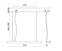 Pakabinamas šviestuvas 31,5W LED pakabinamas linijinis šviestuvas LINE SUSP, juodas, 3000K, DALI