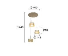 34W LED pakabinamas šviestuvas LUXE, žalvario/gintaro sp., 3000K, 4346300