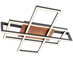 35,5W LED paviršinis lubinis šviestuvas MIKURA, juodos/medžio sp., 3000K, dimeriuojamas