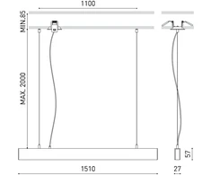 Pakabinamas šviestuvas 35W LED pakabinamas linijinis šviestuvas LINE SUSP D&amp;I, juodas, 3000K, šviečia į viršų ir į apačią