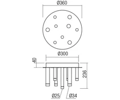 Lubinis šviestuvas 35W LED paviršinis šviestuvas MADISON, aukso sp., 3000K, 01-2039
