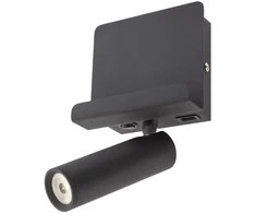 3,5W LED sieninis šviestuvas PANEL, juodas, 3000K, su USB