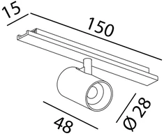 3,5W LED šviestuvas TUB XS A į magnetinę sistemą MINI_LINE 42, baltas, 3000K, dimeriuojamas