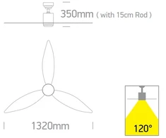 Lubinis šviestuvas 35W ventiliatorius su dimeriuojamu 22W LED šviestuvu, juodas, 3000/4000/5500K, 6302/B/V