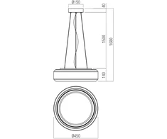 36W LED pakabinamas šviestuvas SOLERA, juodos/baltos/dūmų sp., 3000/4000K, 01-3592