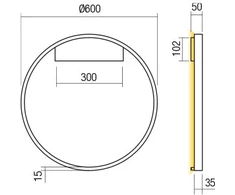 Lubinis šviestuvas 37W LED paviršinis šviestuvas FEBE, baltas, 3000K, dimeriuojamas, 01-2821