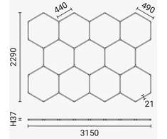 Lubinis šviestuvas 385W LED lubinis korio formos šviestuvas 11HEX, baltas, 6000K