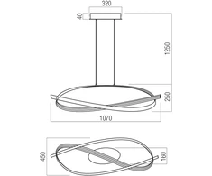 38W LED pakabinamas šviestuvas IMPULS, juodas, 3000K, dimeriuojamas, 01-3617