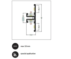 3m LED juostos profilis BACK10 A/UX, anoduotas aliuminis