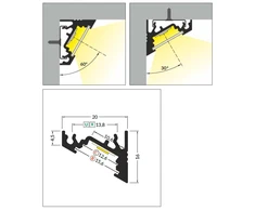 3m LED juostos profilis CORNER10 BC/UX, neanoduotas aliuminis