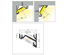 3m LED juostos profilis CORNER14 EF/TY, neanoduotas aliuminis