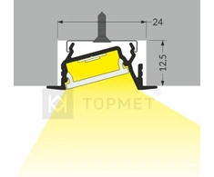 3m LED juostos profilis DIAGONAL14 F/TY, anoduotas aliuminis