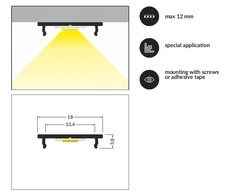 3m LED juostos profilis FIX12, anoduotas aliuminis