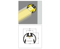 3m LED juostos profilis PEN12 CJ, anoduotas aliuminis