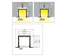 3m LED juostos profilis SMART-IN16 B/U4, neanoduotas aliuminis