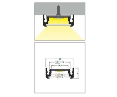 3m LED juostos profilis SURFACE14 EF/TY, neanoduotas aliuminis