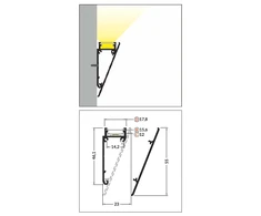 3m LED juostos profilis WALLE12 BCD, anoduotas aliuminis