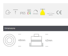 3W COB LED įleidžiamas šviestuvas, 3000K, IP65, juodas, 10103M/B/W