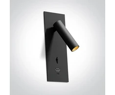 3W LED įleidžiamo montavimo sieninis šviestuvas- skaitymo lempa, juodas, 3000K, su USB A ir USB C jungtimis, 65746RA/B/W