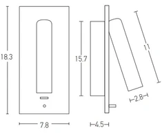 3W LED sieninis įleidžiamas šviestuvas, juodas, 3000K, H65