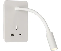 3W LED sieninis šviestuvas SENDA, baltas, 3000K, su USB, A3835001B
