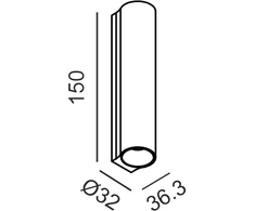 3W LED sieninis šviestuvas TUB S 150, baltas, 3000K, 60°