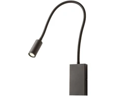 3W LED sieninis šviestuvas WALLIE, matinės juodos sp., 3000K, su USB jungtimi, 01-2755