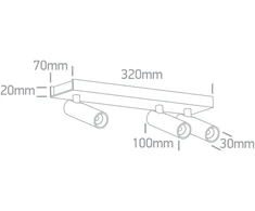 3x5W LED lubinis šviestuvas, baltas, 3000K, pakreipiamas, 65004C/W/W