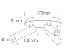 3x5W LED lubinis šviestuvas, juodas, 3000K, pakreipiamas, 65004D/B/W