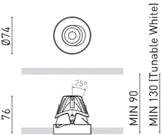 4 / 6,6W LED užglaistomas šviestuvas BUDDY TILT TRIMLESS FLOOD, baltas, 3000K, 54°