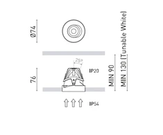 4 / 6,6W LED užglaistomas šviestuvas BUDDY TILT TRIMLESS SPOT, baltas, 3000K, 29°, IP54