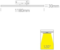 40W LED linijinis bėgelio šviestuvas, juodas, 2700/3200/4000K, 65172BT/B/V