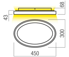 Lubinis šviestuvas 40W LED paviršinis šviestuvas NOBU, juodas, 3000/4000K, dimeriuojamas, 01-3805