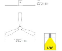 Lubinis šviestuvas 40W ventiliatorius su dimeriuojamu 22W LED šviestuvu, juodas/tamsaus medžio sp., 3000/4000/5500K, 6314DC/B/V