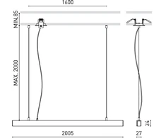 Pakabinamas šviestuvas 42W LED pakabinamas linijinis šviestuvas LINE SUSP, juodas, 3000K