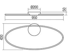 Lubinis šviestuvas 43W LED paviršinis šviestuvas LEO, baltas, 3000/4000K, dimeriuojamas, 01-3335