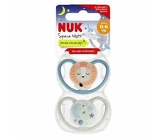 Nuk 440215 SPACE NIGHT SILIKONINIS ČIULPTUKAS 0-6 2VNT 530188, 730578