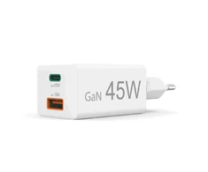 Hama mini GaN 45W PD/QC 1x USB-C, 1x USB-A balta