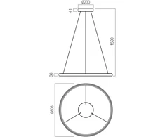 45W + 45W LED pakabinamas šviestuvas VANCE, blizgios baltos sp., dimeriuojamas, 2700/4000/5000K, 01-3939