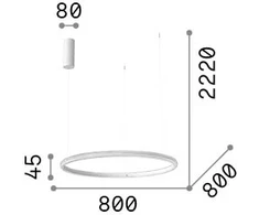 45W LED pakabinamas šviestuvas MIRACLE, baltas, 3000K, 325835