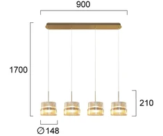 46W LED pakabinamas šviestuvas LUXE, žalvario/gintaro sp., 3000K, 4346400