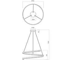 46W LED pakabinamas šviestuvas SCROLL, juodas, 3000/4000/6000K, dimeriuojamas, 01-4018