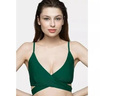 4F Moteriškas bikini viršus maudymosi kostiumui H4L21-KOS003G-46S Žalias