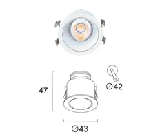 4W LED įleidžiamas šviestuvas ANDY, baltas, 3000K, 4341600