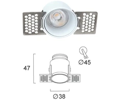 4W LED užglaistomas šviestuvas ANDY, baltas, 3000K, 4341700